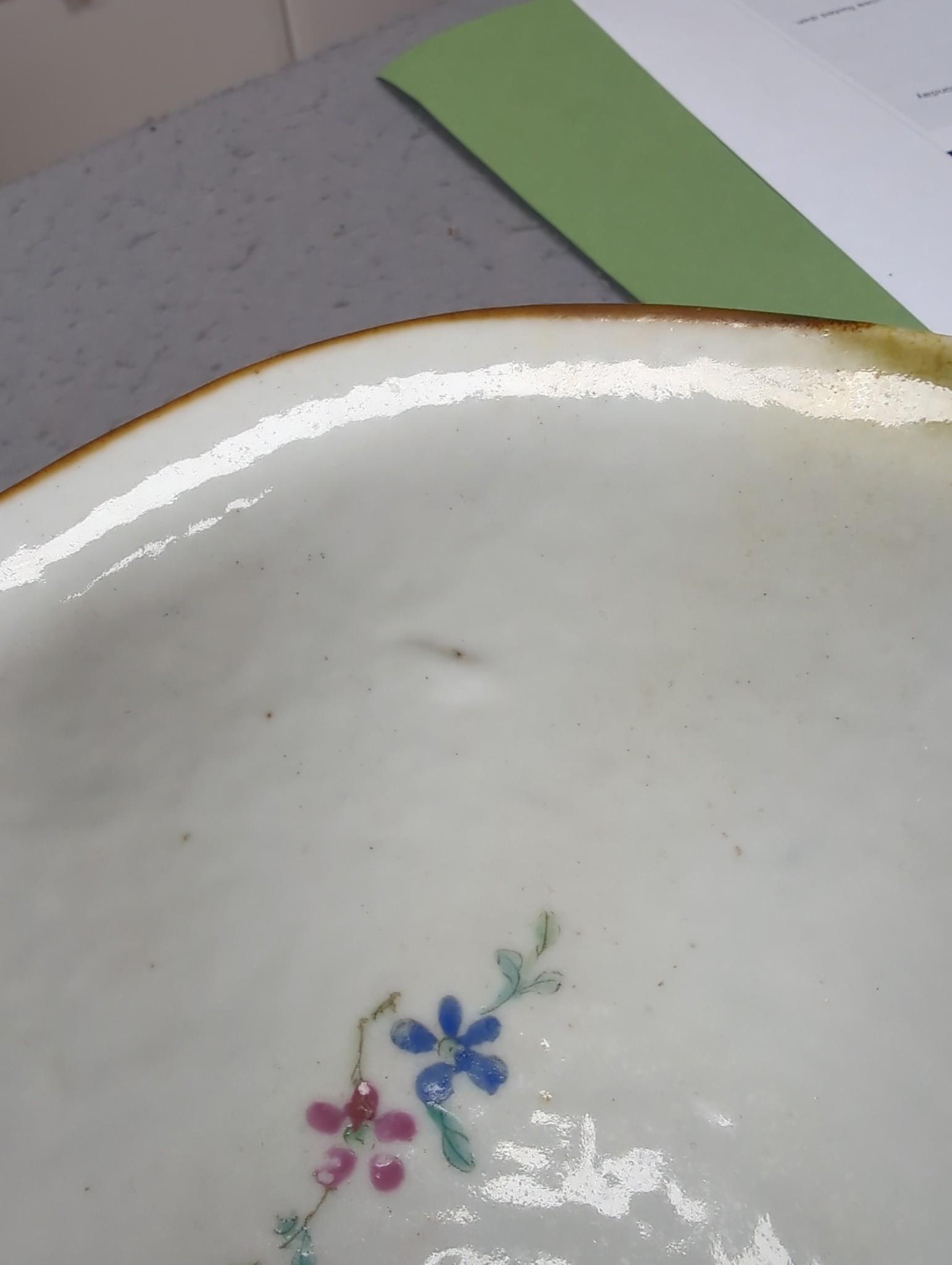 A Chinese inscribed famille rose footed dish, mid 19th century, 28cm long